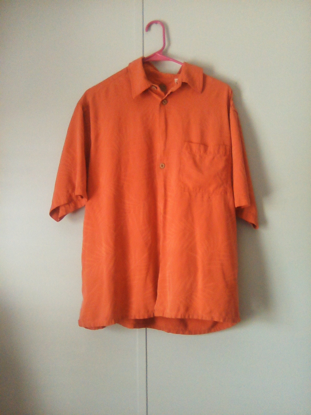 Caribbean Joe Orange Short-Sleeve Button-Front Shirt